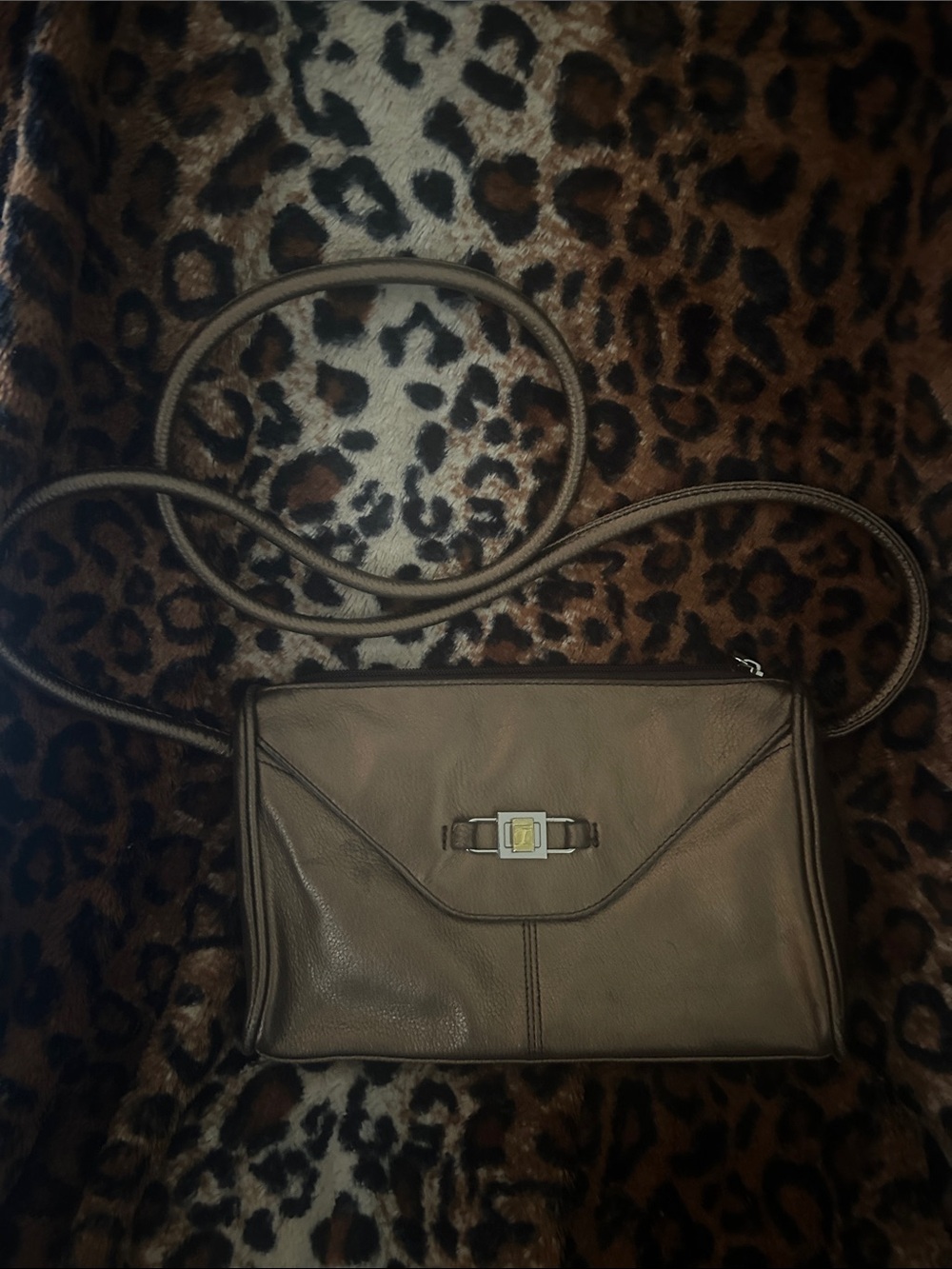 Leather Crossbody Bag in gold